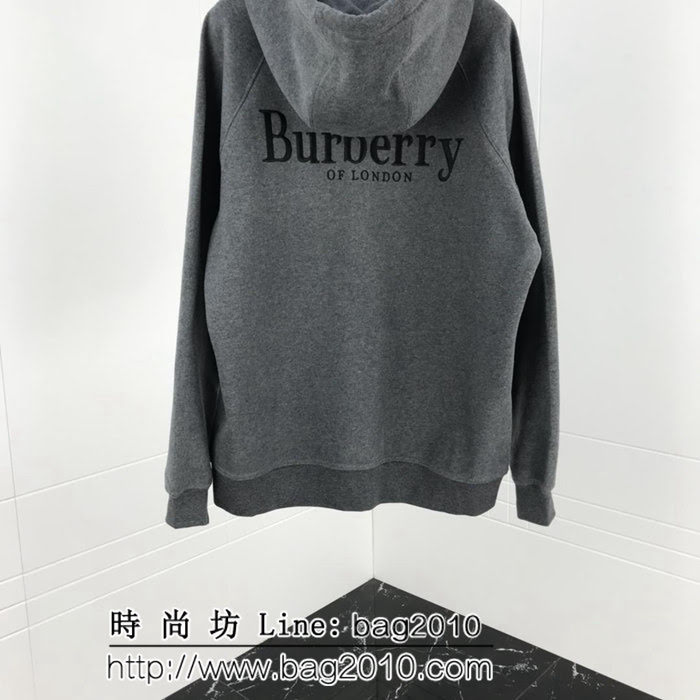 BURBERRY巴寶莉 19ss春季新款 寬鬆版 拉鏈衛衣外套 背後刺繡字母 高版本男女同款 ydi2569